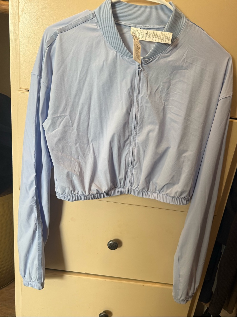 ALO Yoga Light Blue Cropped Bomber Jacket
